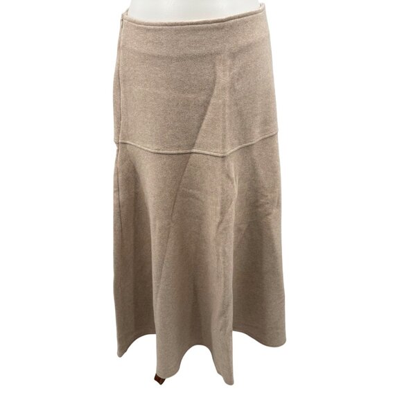 OGL Two Piece Beige Viscose Blend Skirt Set With Zip-Up Jacket & Flared Maxi Ski - Picture 7 of 16